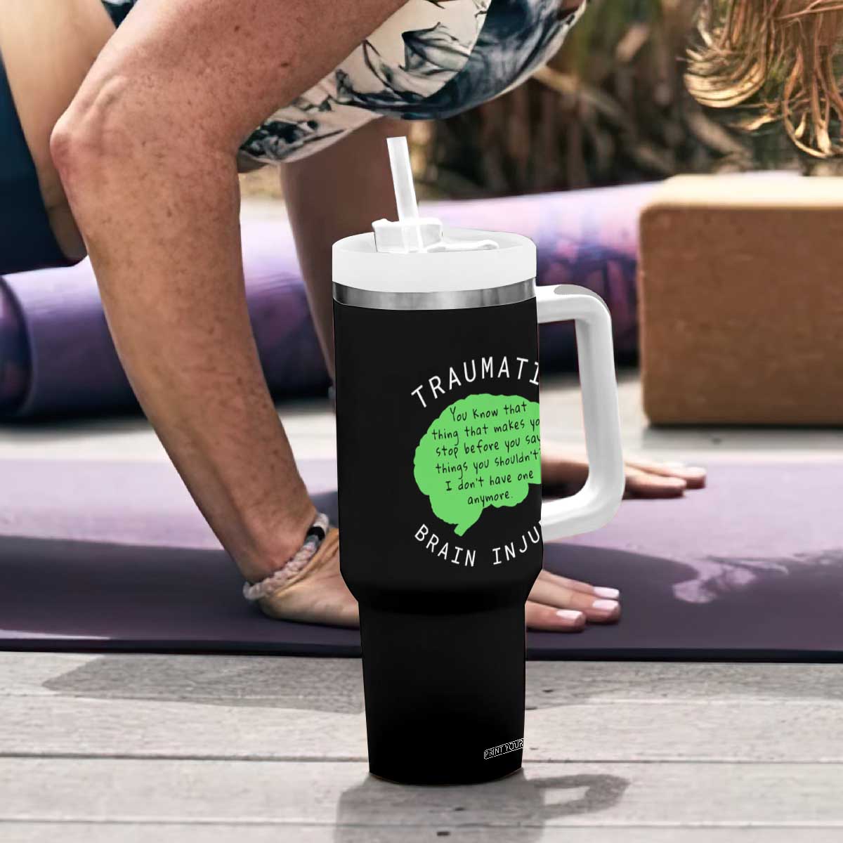 Traumatic Brain Injury Awareness Tumbler With Handle TBI Support TS02 Print Your Wear