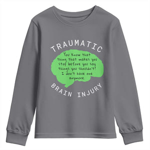 Traumatic Brain Injury Awareness Youth Sweatshirt TBI Support TS02 Charcoal Print Your Wear