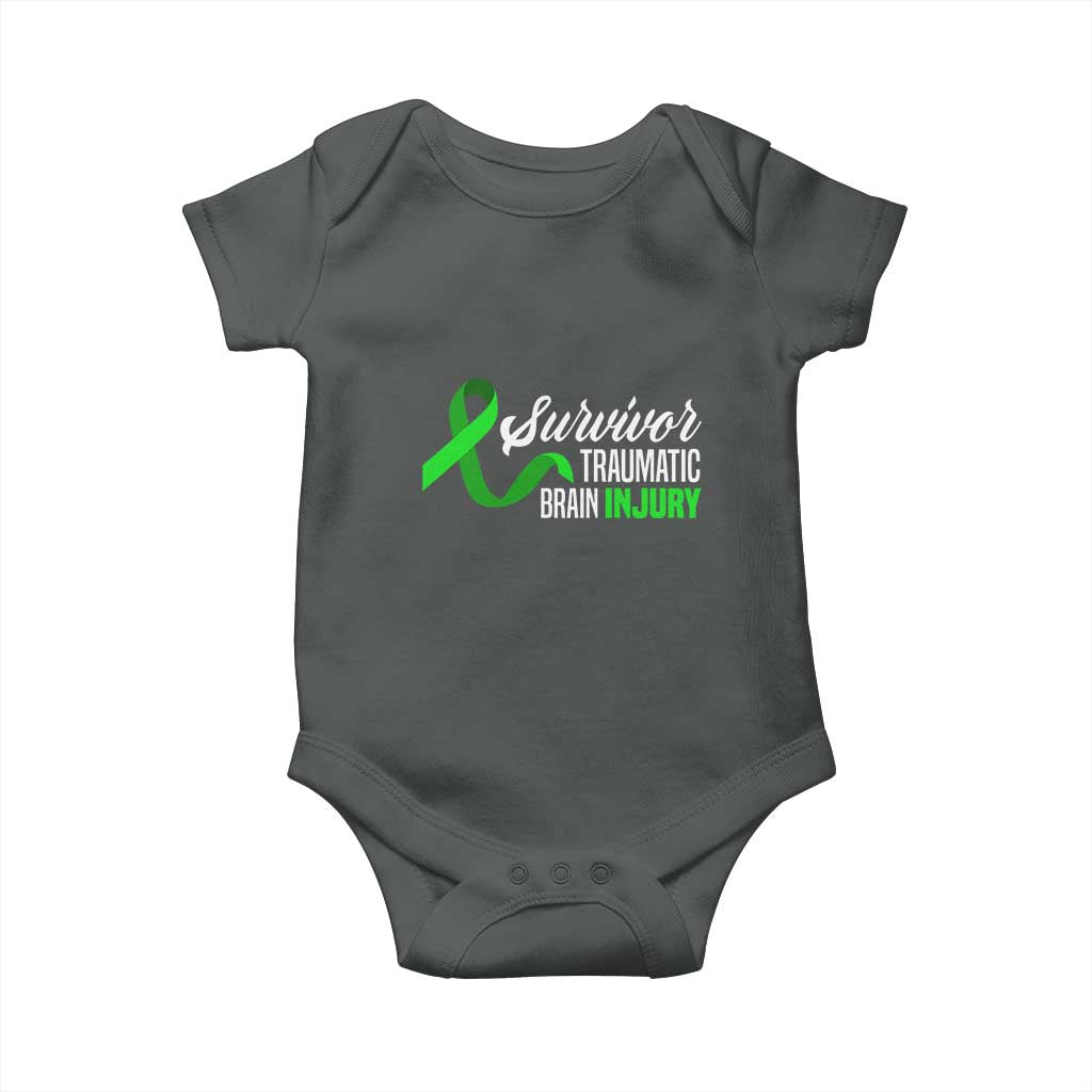 Traumatic Brain Injury Awareness Baby Onesie TBI Survivor TS02 Dark Heather Print Your Wear