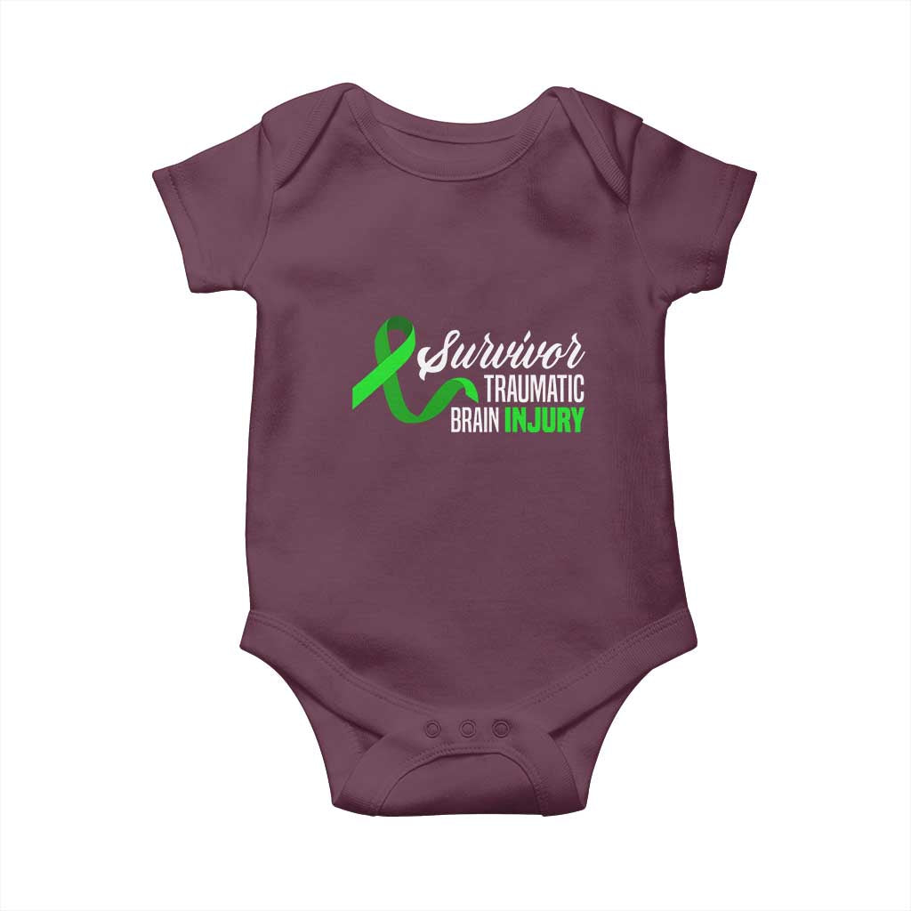 Traumatic Brain Injury Awareness Baby Onesie TBI Survivor TS02 Maroon Print Your Wear