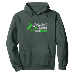 Traumatic Brain Injury Awareness Hoodie TBI Survivor TS02 Dark Forest Green Print Your Wear