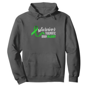 Traumatic Brain Injury Awareness Hoodie TBI Survivor TS02 Dark Heather Print Your Wear