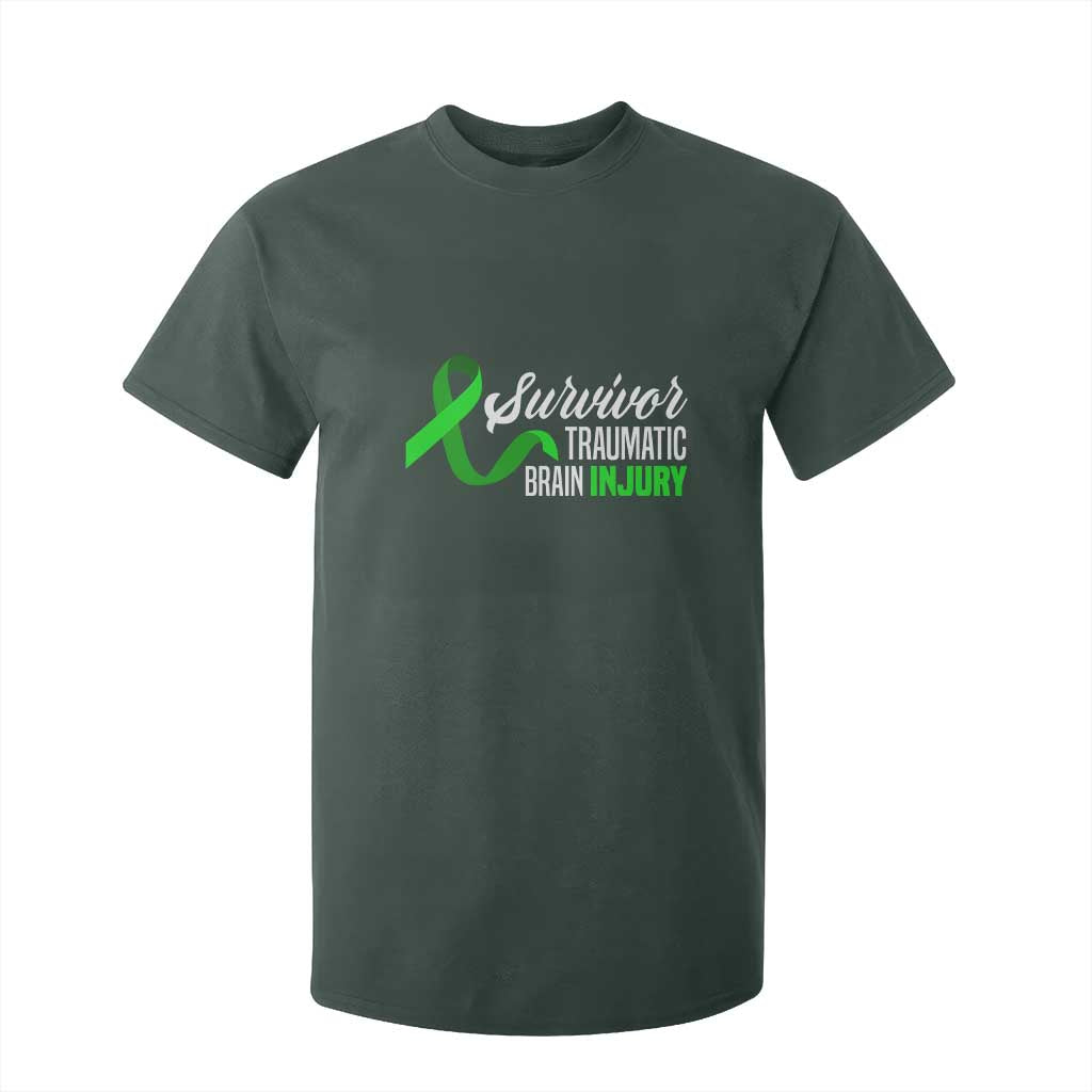 Traumatic Brain Injury Awareness T Shirt For Kid TBI Survivor TS02 Dark Forest Green Print Your Wear