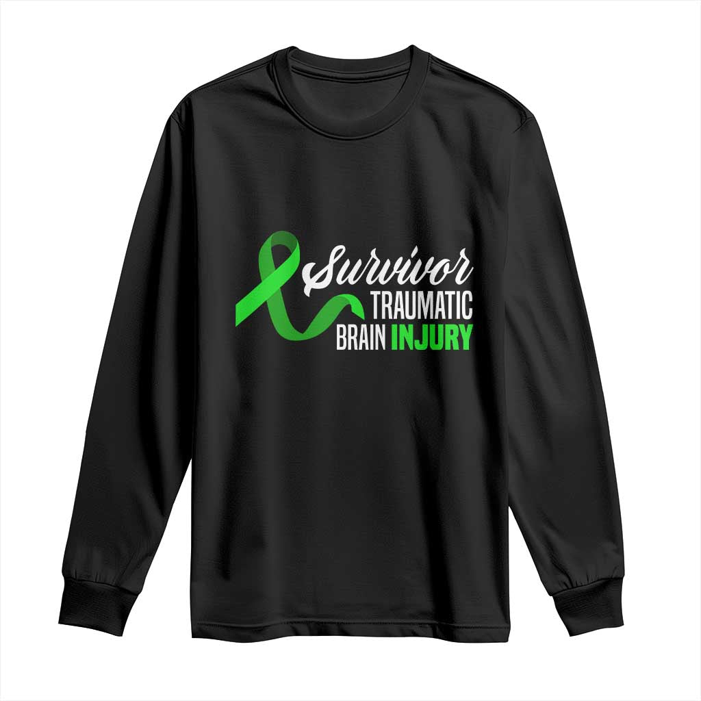Traumatic Brain Injury Awareness Long Sleeve Shirt TBI Survivor TS02 Black Print Your Wear