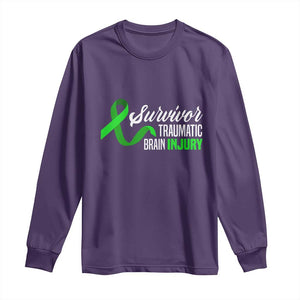 Traumatic Brain Injury Awareness Long Sleeve Shirt TBI Survivor TS02 Purple Print Your Wear