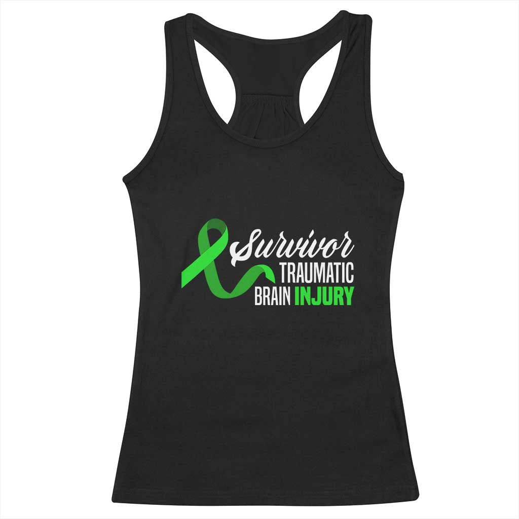 Traumatic Brain Injury Awareness Racerback Tank Top TBI Survivor TS02 Black Print Your Wear