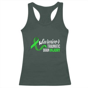Traumatic Brain Injury Awareness Racerback Tank Top TBI Survivor TS02 Dark Forest Green Print Your Wear