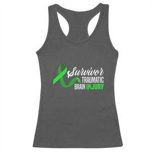 Traumatic Brain Injury Awareness Racerback Tank Top TBI Survivor TS02 Dark Heather Print Your Wear