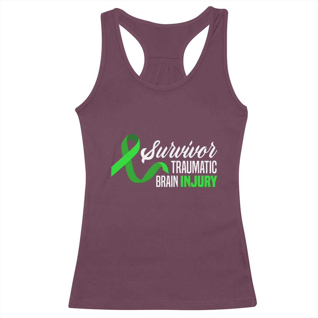Traumatic Brain Injury Awareness Racerback Tank Top TBI Survivor TS02 Maroon Print Your Wear