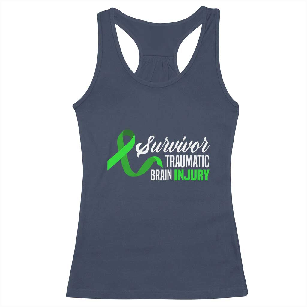 Traumatic Brain Injury Awareness Racerback Tank Top TBI Survivor TS02 Navy Print Your Wear