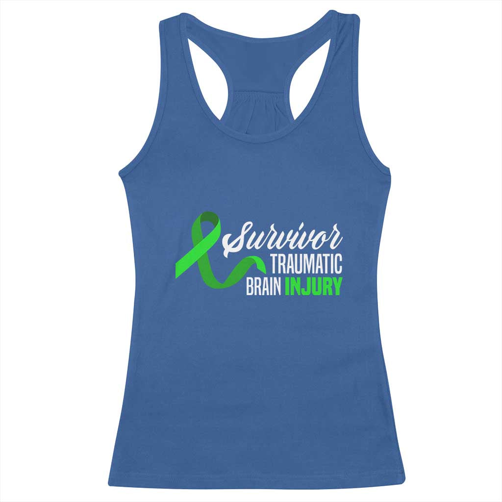 Traumatic Brain Injury Awareness Racerback Tank Top TBI Survivor TS02 Royal Blue Print Your Wear