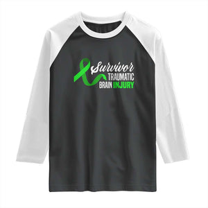 Traumatic Brain Injury Awareness Raglan Shirt TBI Survivor TS02 Black White Print Your Wear