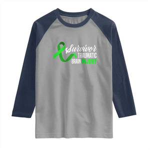 Traumatic Brain Injury Awareness Raglan Shirt TBI Survivor TS02 Sport Gray Navy Print Your Wear