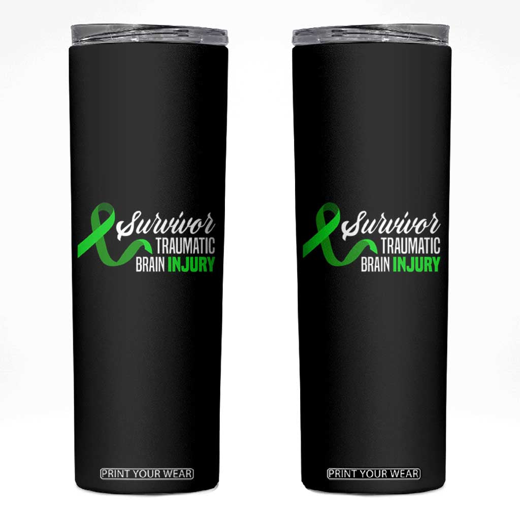 Traumatic Brain Injury Awareness Skinny Tumbler TBI Survivor TS02 Black Print Your Wear
