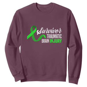 Traumatic Brain Injury Awareness Sweatshirt TBI Survivor TS02 Maroon Print Your Wear