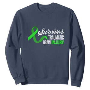 Traumatic Brain Injury Awareness Sweatshirt TBI Survivor TS02 Navy Print Your Wear