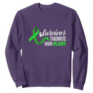 Traumatic Brain Injury Awareness Sweatshirt TBI Survivor TS02 Purple Print Your Wear