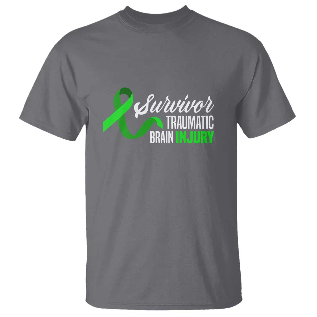 Traumatic Brain Injury Awareness T Shirt TBI Survivor TS02 Charcoal Print Your Wear
