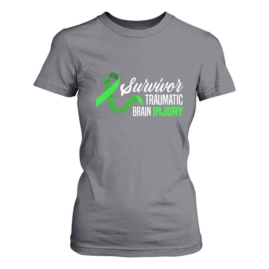 Traumatic Brain Injury Awareness T Shirt For Women TBI Survivor TS02 Charcoal Print Your Wear
