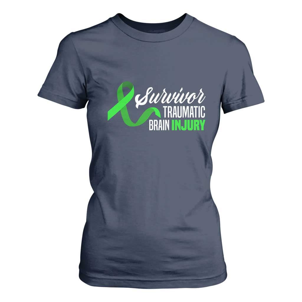 Traumatic Brain Injury Awareness T Shirt For Women TBI Survivor TS02 Navy Print Your Wear