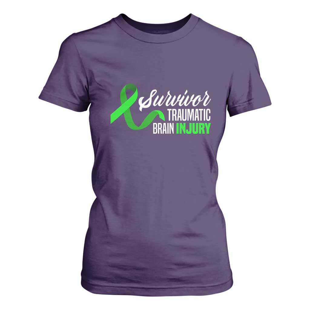 Traumatic Brain Injury Awareness T Shirt For Women TBI Survivor TS02 Purple Print Your Wear