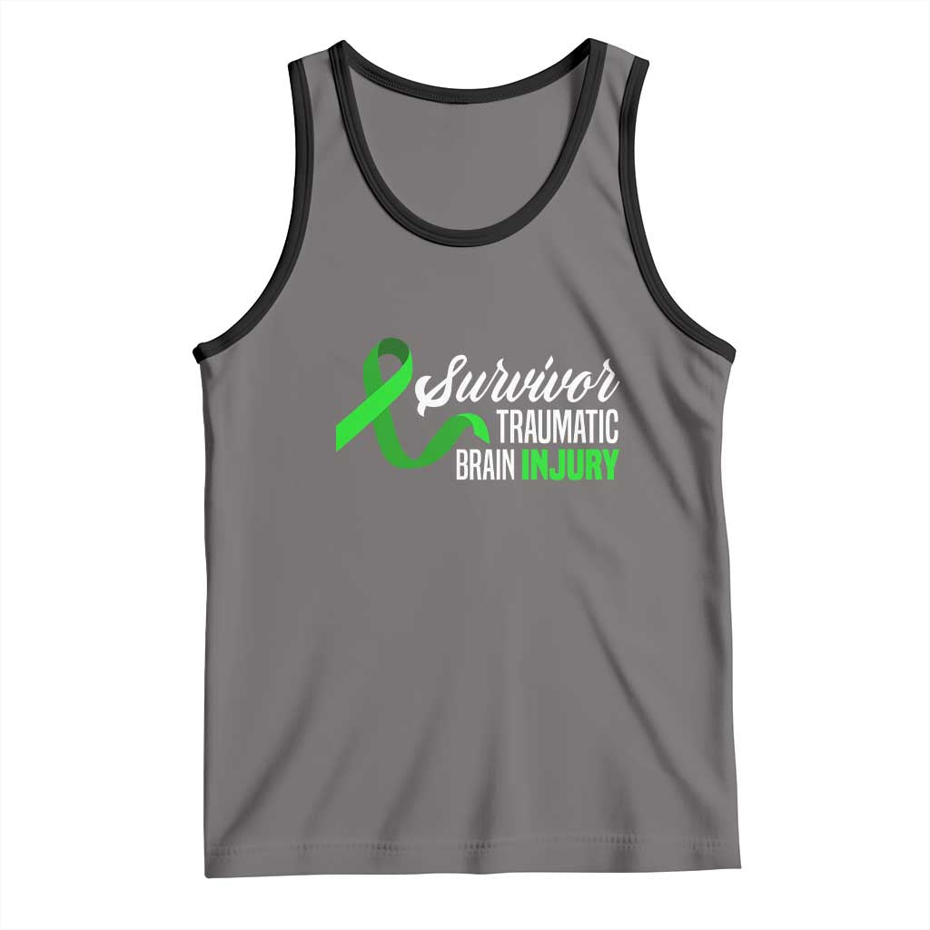 Traumatic Brain Injury Awareness Tank Top TBI Survivor TS02 Deep Heather Black Print Your Wear