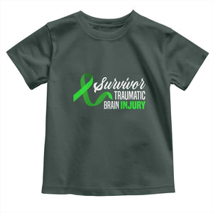 Traumatic Brain Injury Awareness Toddler T Shirt TBI Survivor TS02 Dark Forest Green Print Your Wear