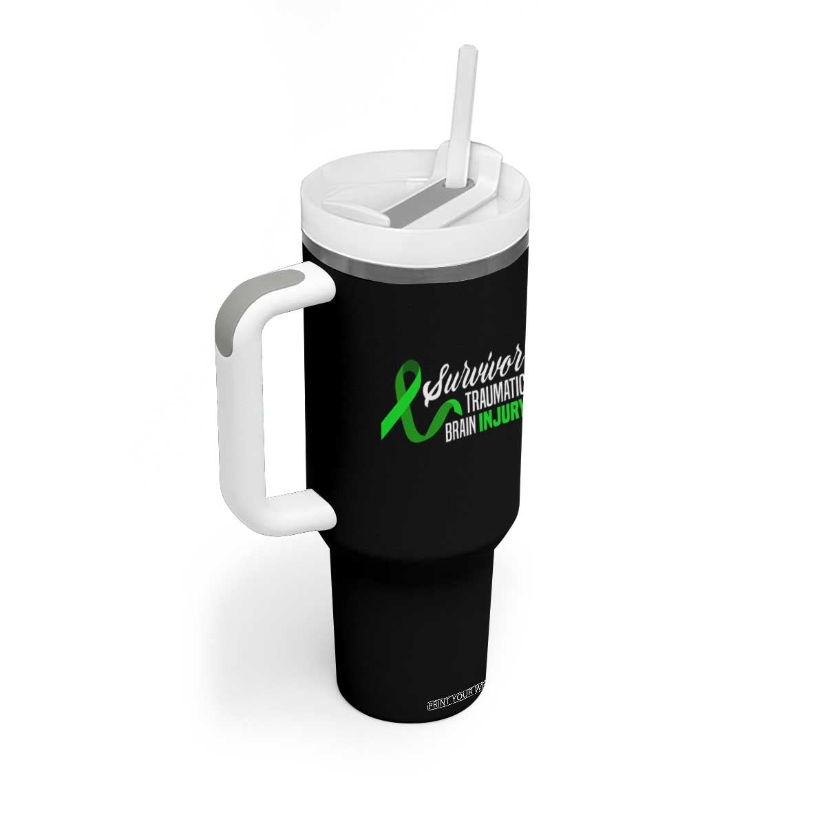 Traumatic Brain Injury Awareness Tumbler With Handle TBI Survivor TS02 Print Your Wear