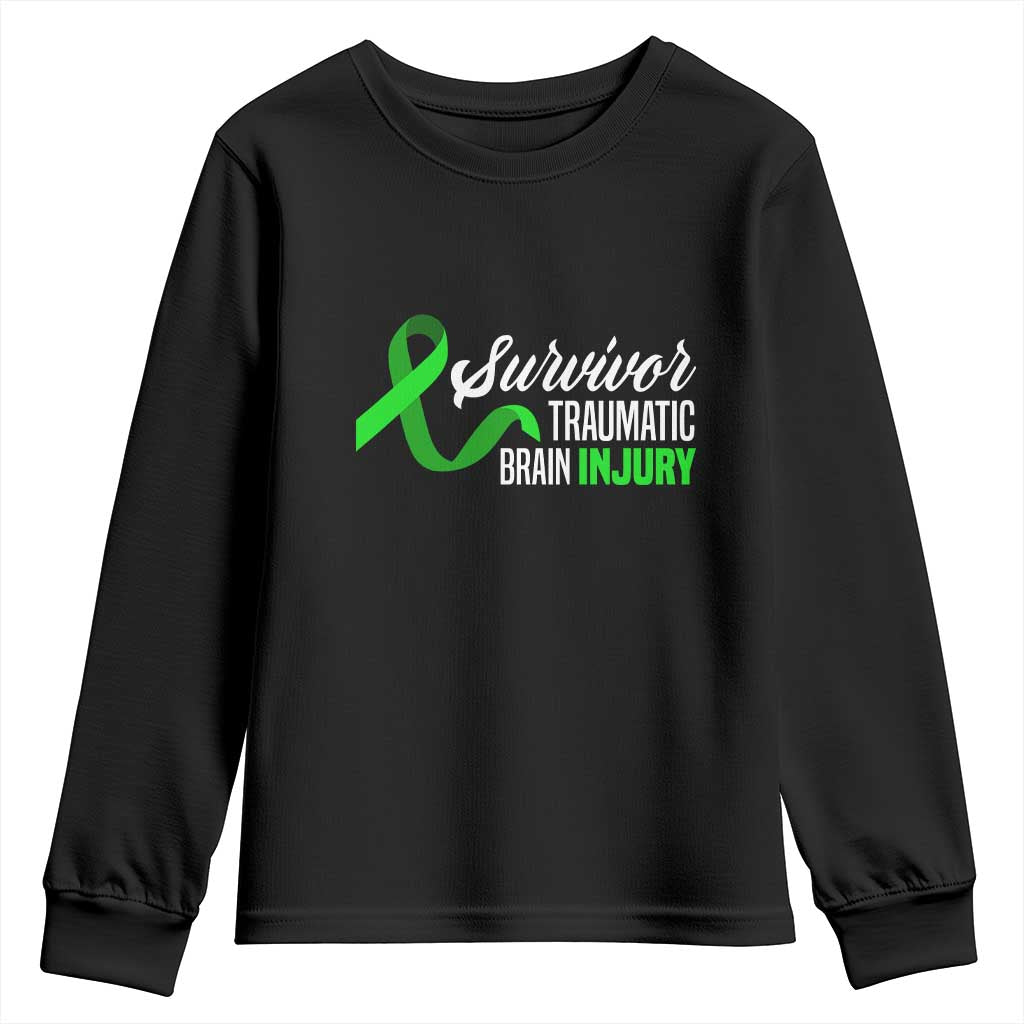 Traumatic Brain Injury Awareness Youth Sweatshirt TBI Survivor TS02 Black Print Your Wear