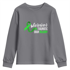 Traumatic Brain Injury Awareness Youth Sweatshirt TBI Survivor TS02 Charcoal Print Your Wear