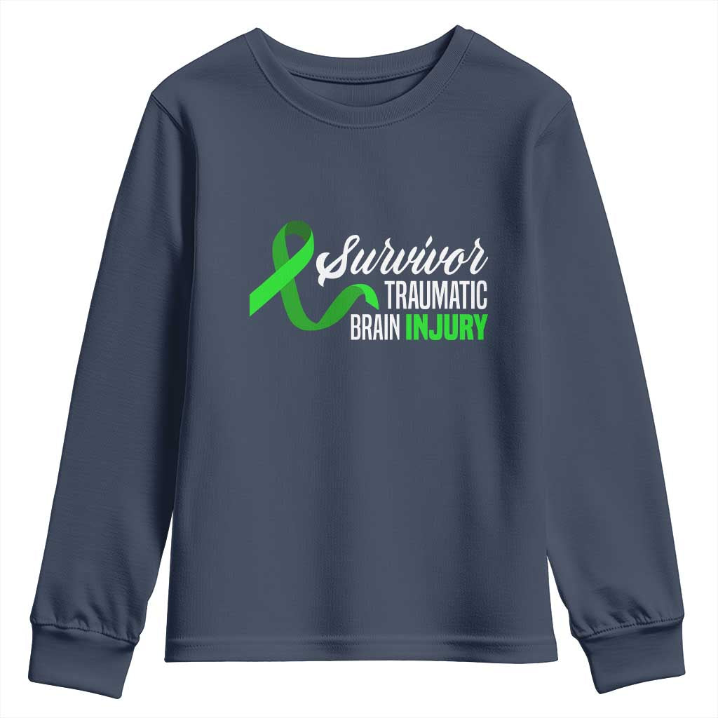 Traumatic Brain Injury Awareness Youth Sweatshirt TBI Survivor TS02 Navy Print Your Wear