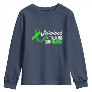 Traumatic Brain Injury Awareness Youth Sweatshirt TBI Survivor TS02 Navy Print Your Wear
