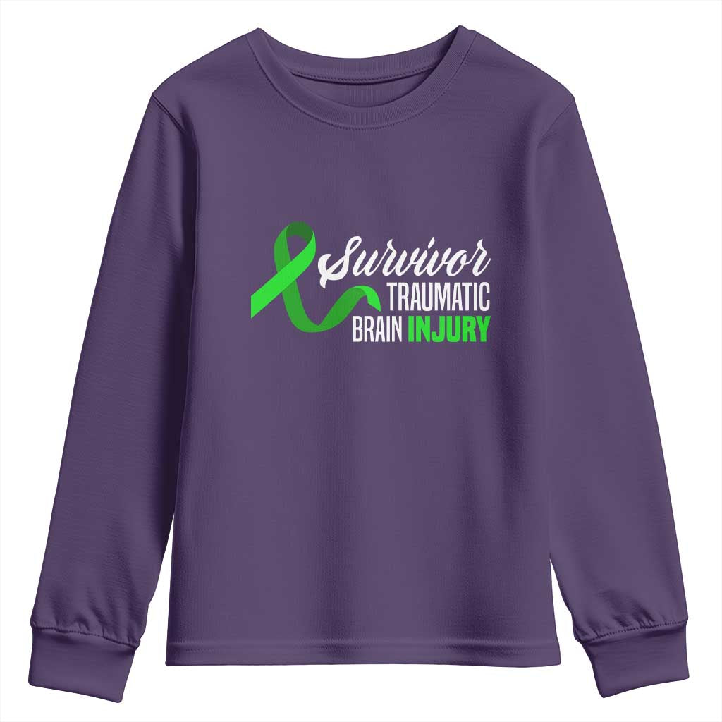 Traumatic Brain Injury Awareness Youth Sweatshirt TBI Survivor TS02 Purple Print Your Wear