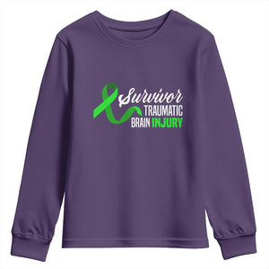 Traumatic Brain Injury Awareness Youth Sweatshirt TBI Survivor TS02 Purple Print Your Wear