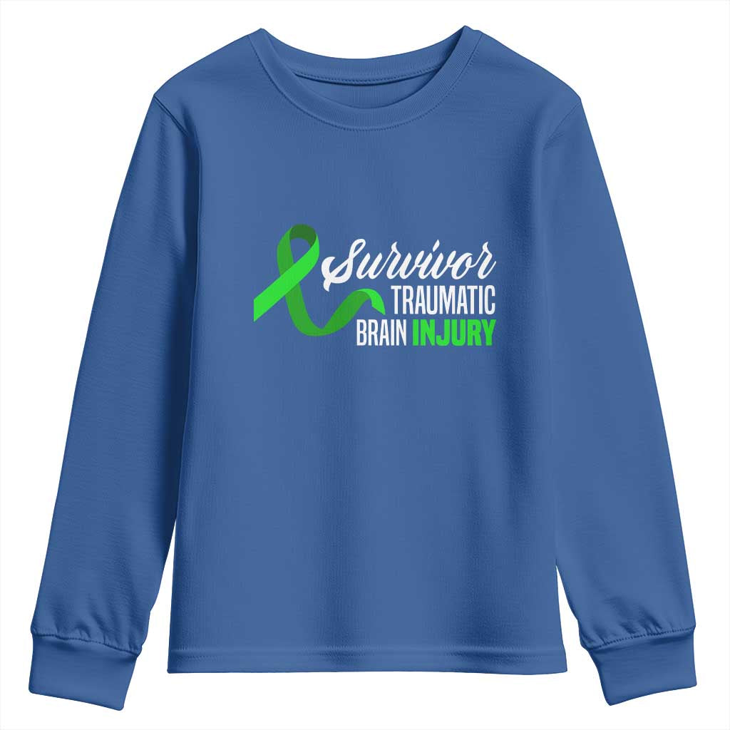 Traumatic Brain Injury Awareness Youth Sweatshirt TBI Survivor TS02 Royal Blue Print Your Wear