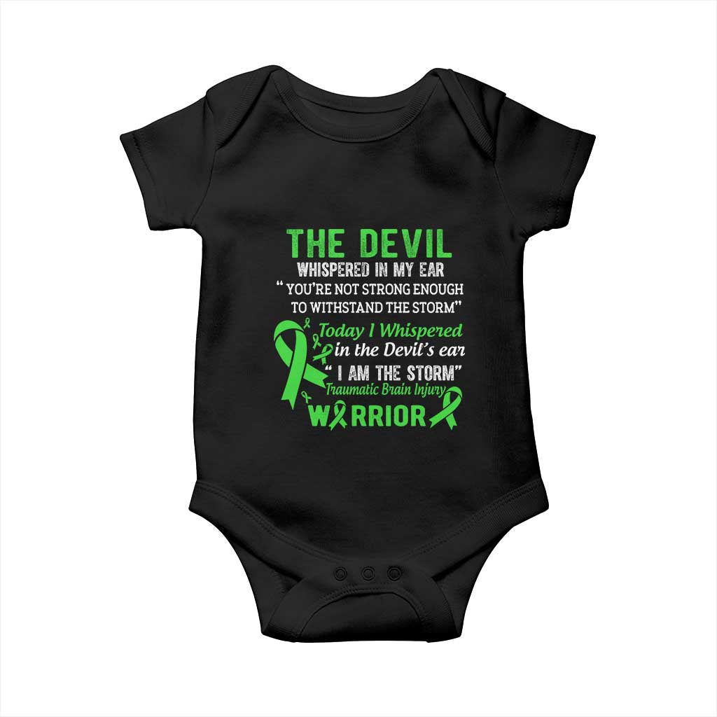 Traumatic Brain Injury Awareness Baby Onesie I Am The Storm TBI Warrior TS02 Black Print Your Wear