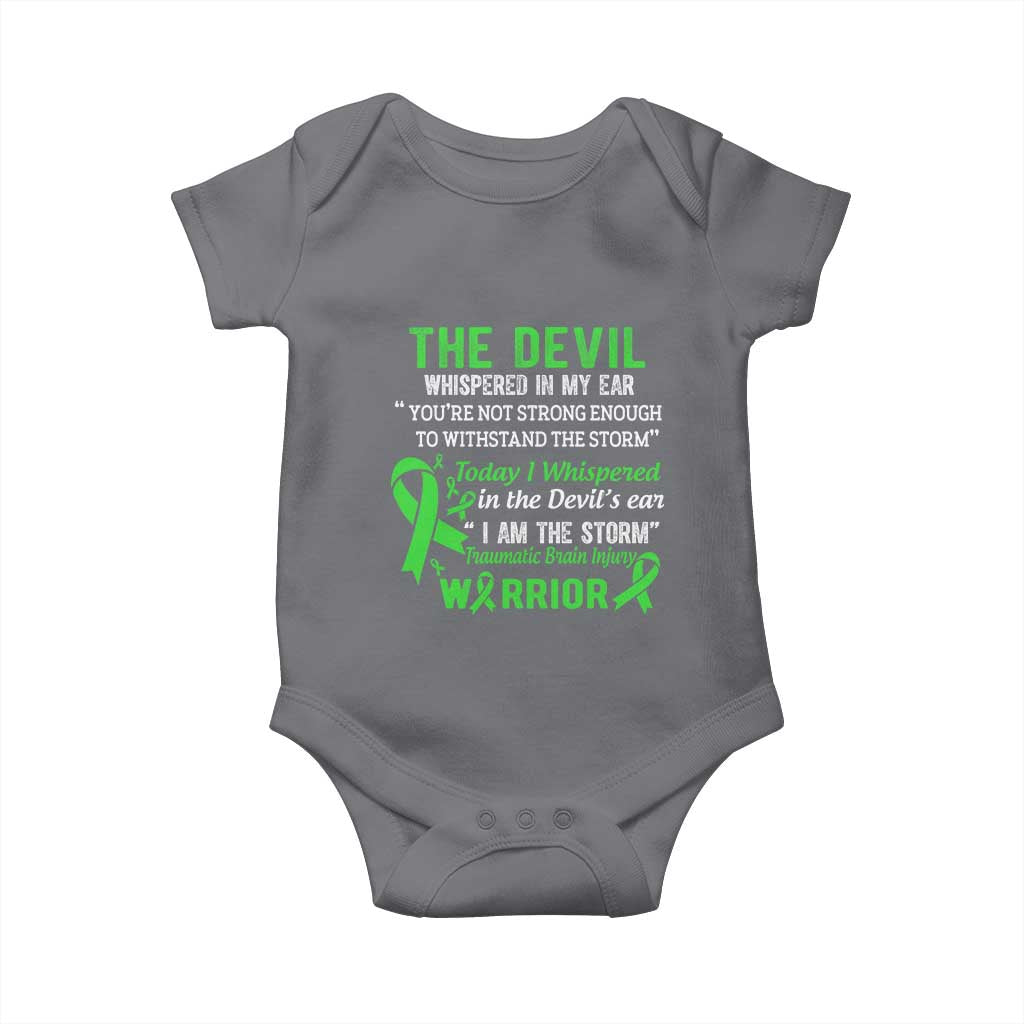 Traumatic Brain Injury Awareness Baby Onesie I Am The Storm TBI Warrior TS02 Charcoal Print Your Wear