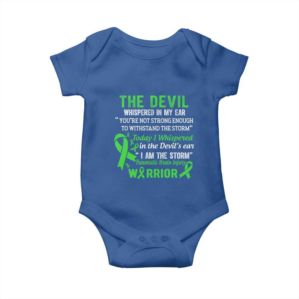 Traumatic Brain Injury Awareness Baby Onesie I Am The Storm TBI Warrior TS02 Royal Blue Print Your Wear