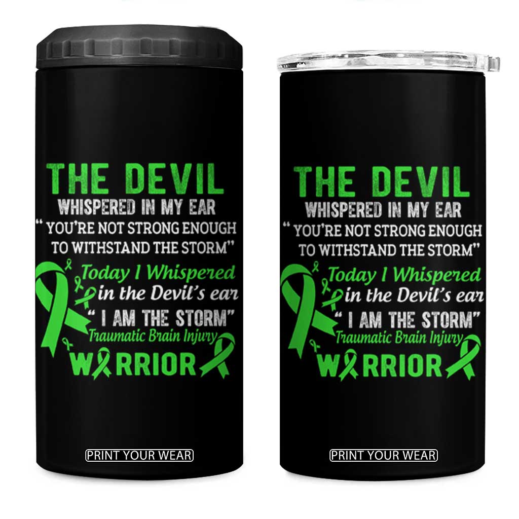 Traumatic Brain Injury Awareness 4 in 1 Can Cooler Tumbler I Am The Storm TBI Warrior TS02 One Size: 16 oz Black Print Your Wear