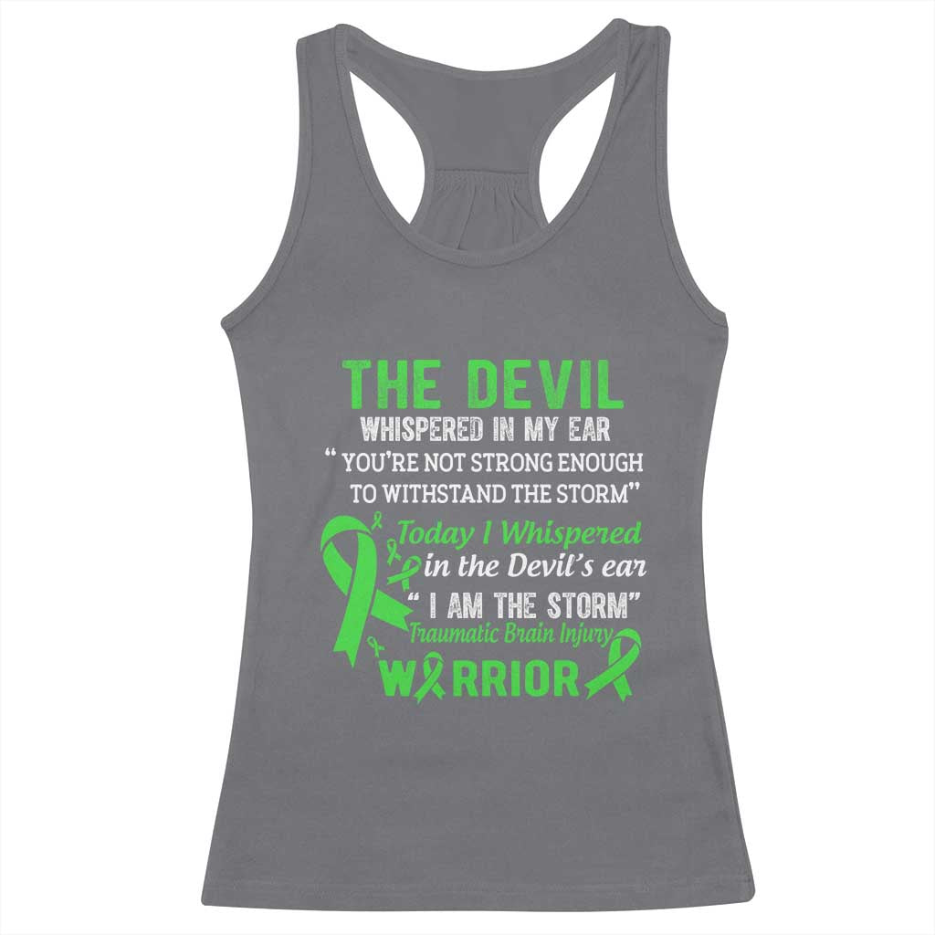Traumatic Brain Injury Awareness Racerback Tank Top I Am The Storm TBI Warrior TS02 Charcoal Print Your Wear