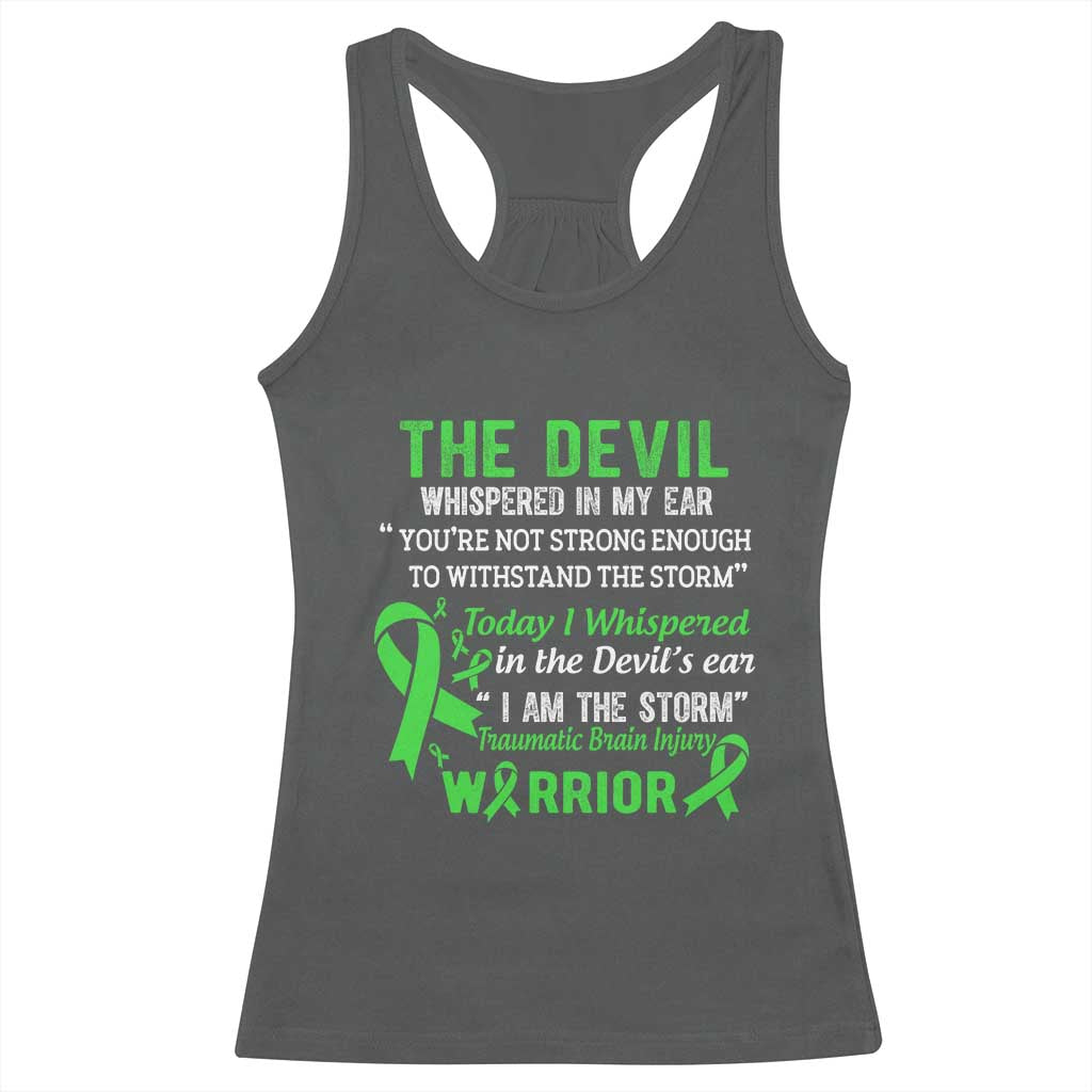 Traumatic Brain Injury Awareness Racerback Tank Top I Am The Storm TBI Warrior TS02 Dark Heather Print Your Wear