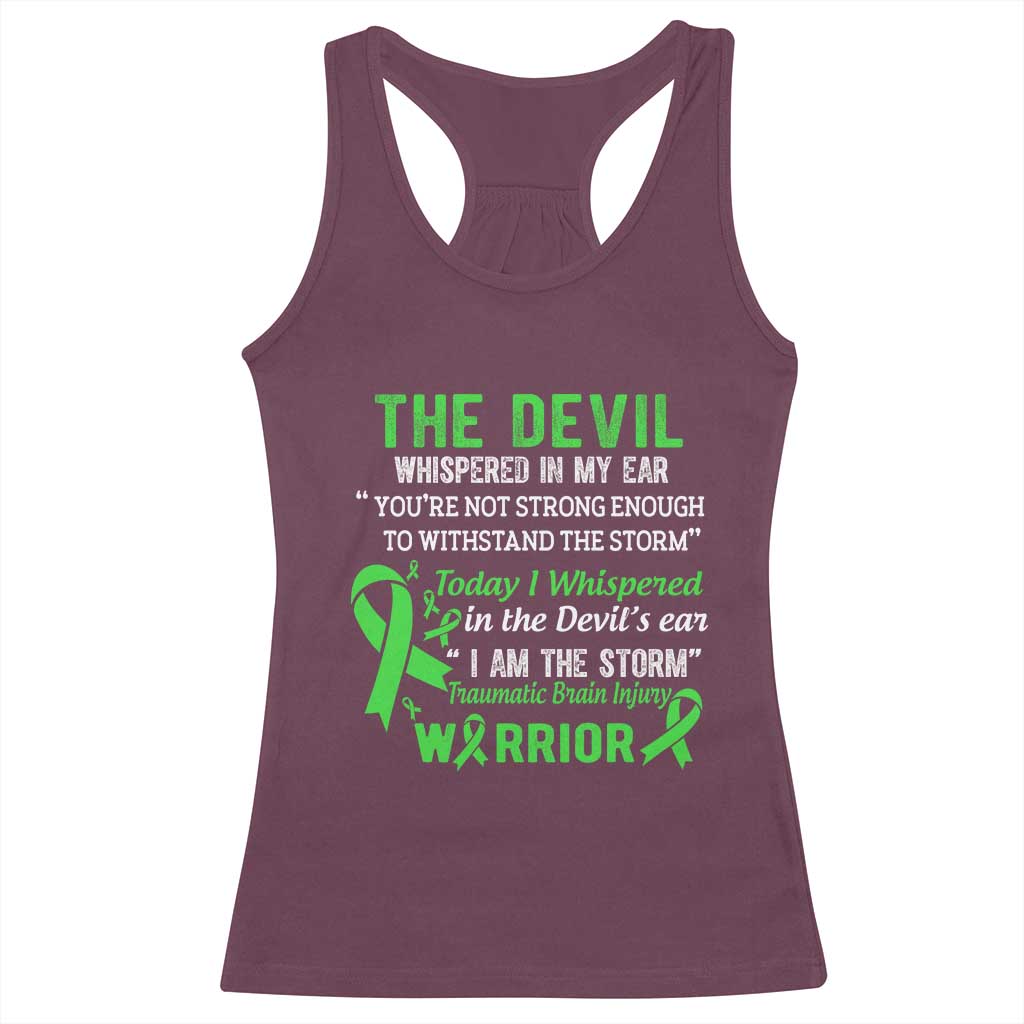 Traumatic Brain Injury Awareness Racerback Tank Top I Am The Storm TBI Warrior TS02 Maroon Print Your Wear