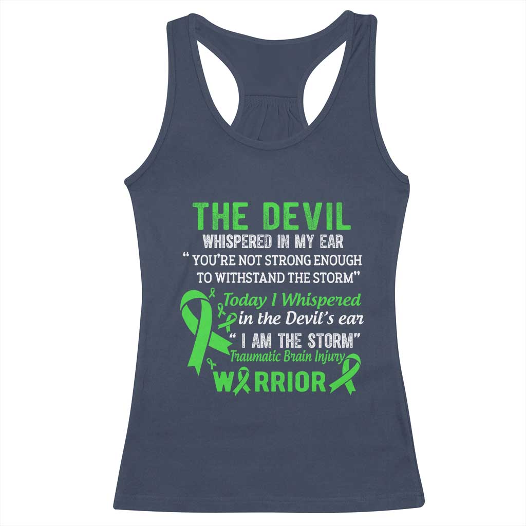 Traumatic Brain Injury Awareness Racerback Tank Top I Am The Storm TBI Warrior TS02 Navy Print Your Wear
