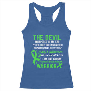 Traumatic Brain Injury Awareness Racerback Tank Top I Am The Storm TBI Warrior TS02 Royal Blue Print Your Wear