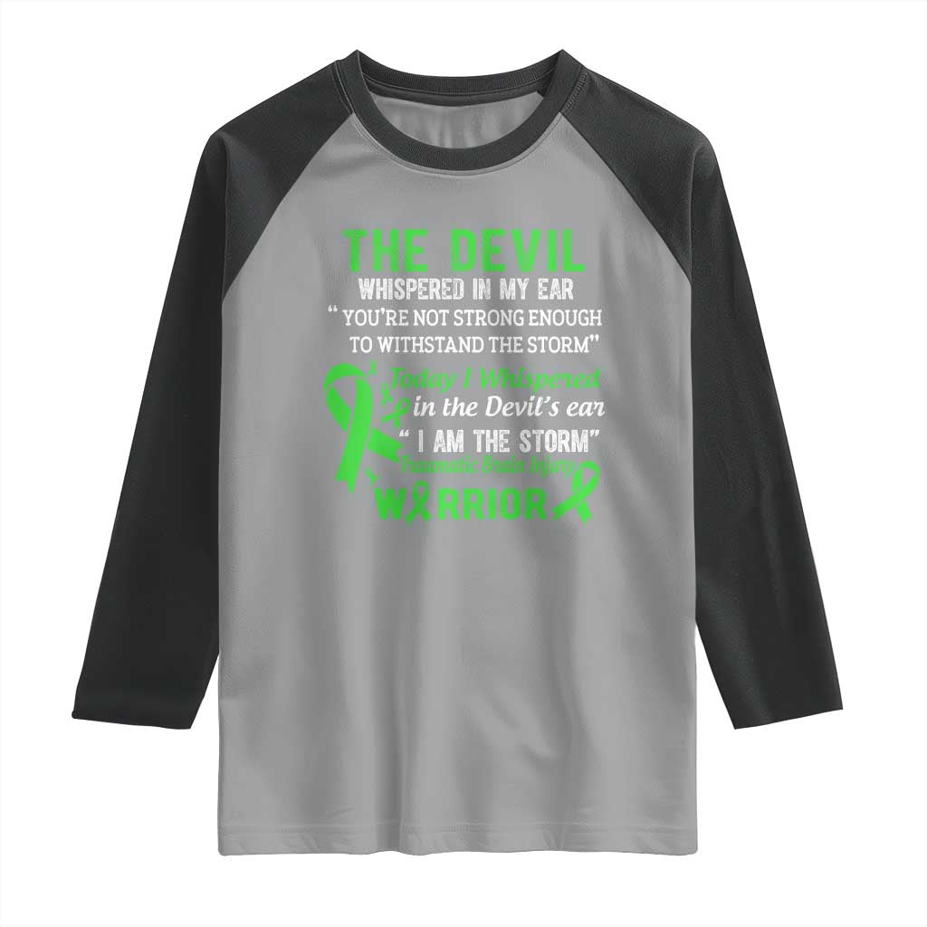 Traumatic Brain Injury Awareness Raglan Shirt I Am The Storm TBI Warrior TS02 Sport Gray Black Print Your Wear
