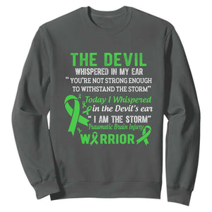Traumatic Brain Injury Awareness Sweatshirt I Am The Storm TBI Warrior TS02 Dark Heather Print Your Wear