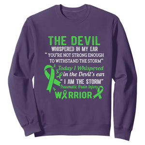 Traumatic Brain Injury Awareness Sweatshirt I Am The Storm TBI Warrior TS02 Purple Print Your Wear