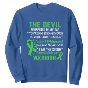 Traumatic Brain Injury Awareness Sweatshirt I Am The Storm TBI Warrior TS02 Royal Blue Print Your Wear