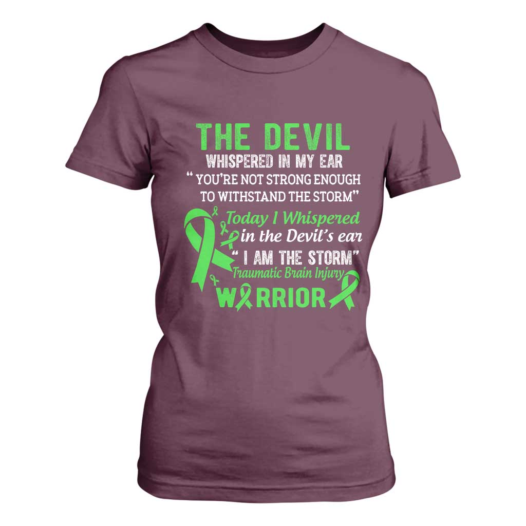 Traumatic Brain Injury Awareness T Shirt For Women I Am The Storm TBI Warrior TS02 Maroon Print Your Wear