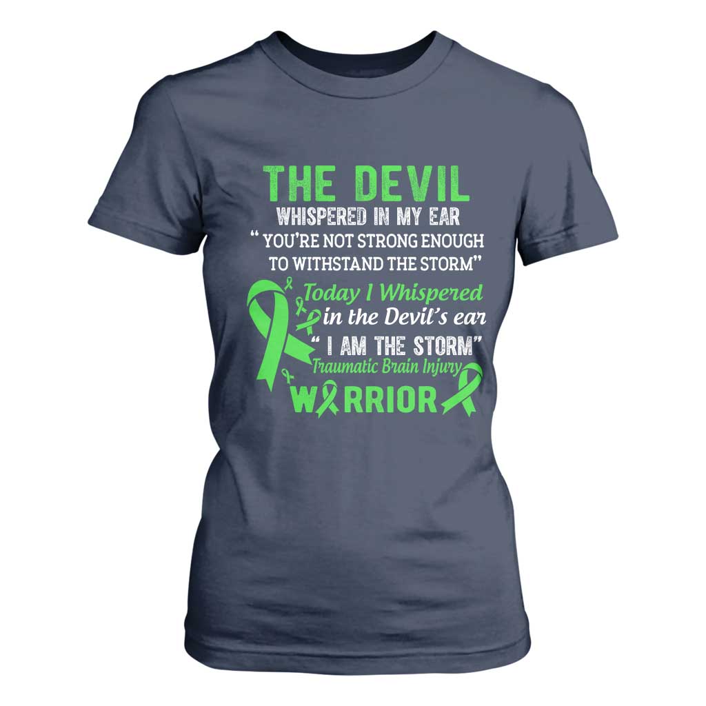Traumatic Brain Injury Awareness T Shirt For Women I Am The Storm TBI Warrior TS02 Navy Print Your Wear